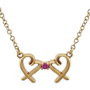 Tiffany & Co. Gold Ribbon Necklace with Pink Accent